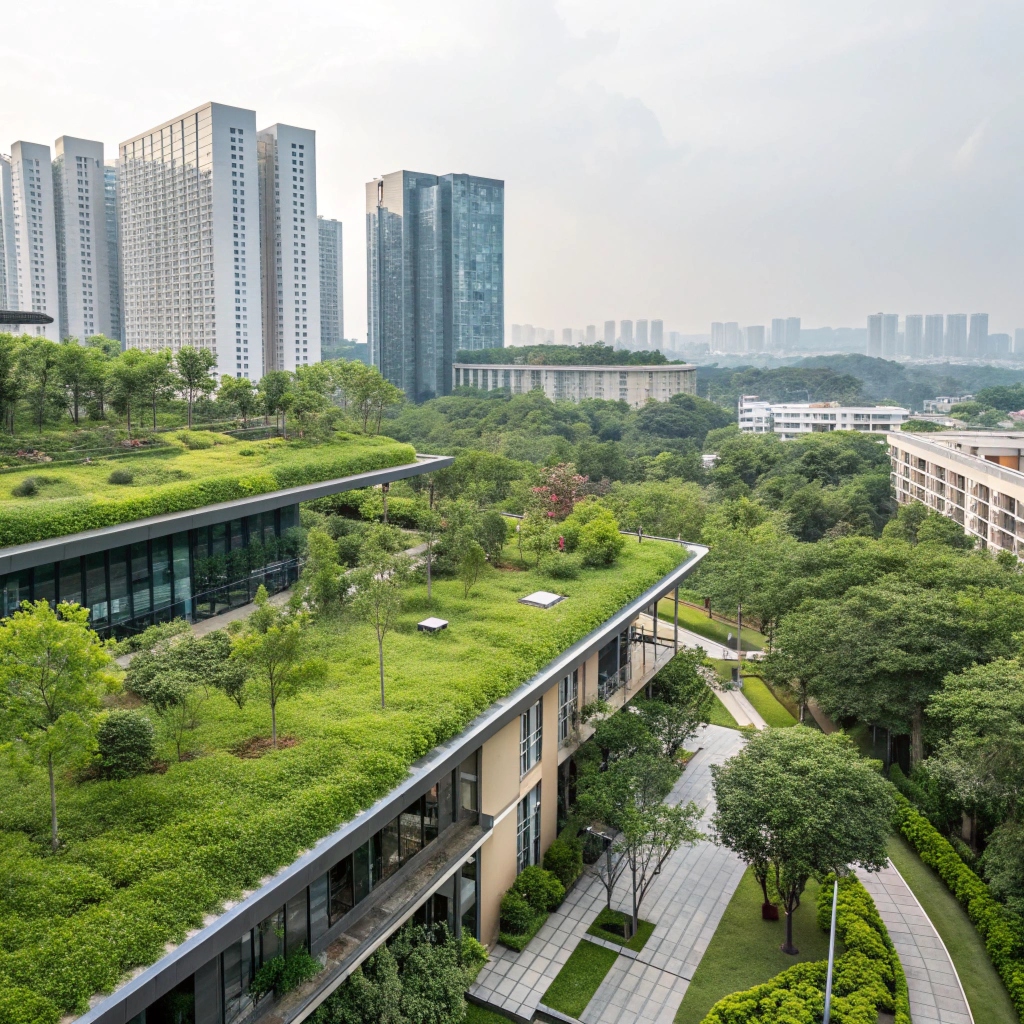 Terraza con vegetación